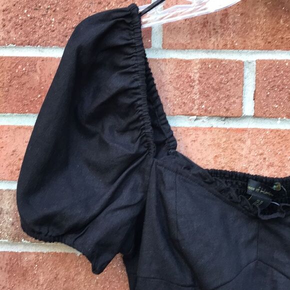 House of Harlow 1960 Puff Sleeve Linen Blend Crop Top Black sz 10 NWOT - Picture 3 of 15